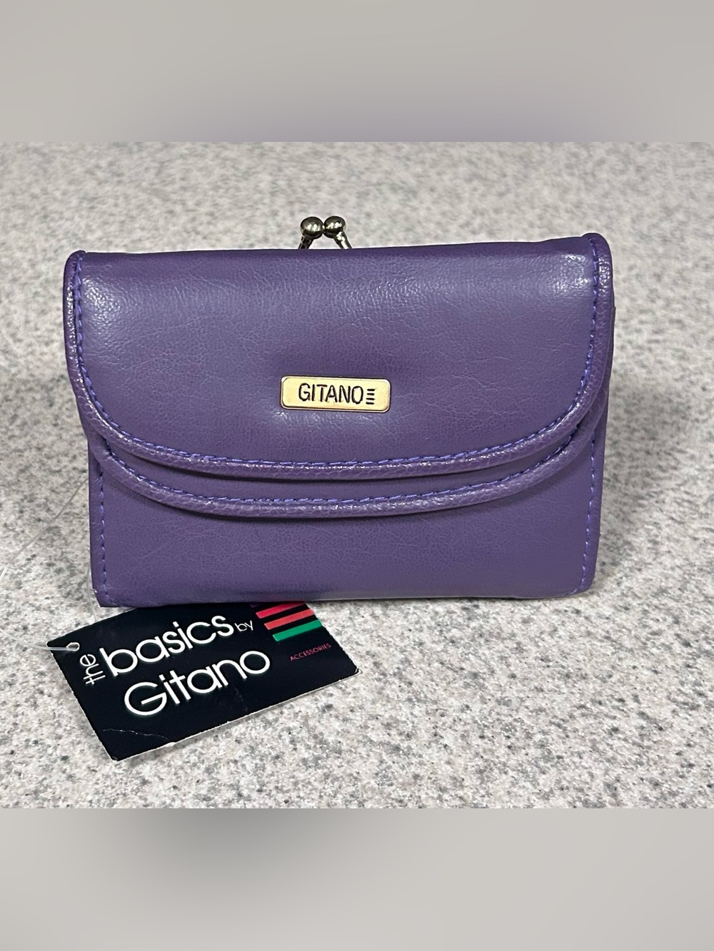 GITANO Vintage Purple Leather Kiss -lock Wallet - NWT